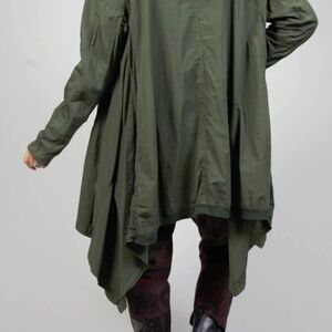 NWT RUNDHOLZ Asymmetrical Oversize "S" Blouse (Orig. $425+) Green Cotton